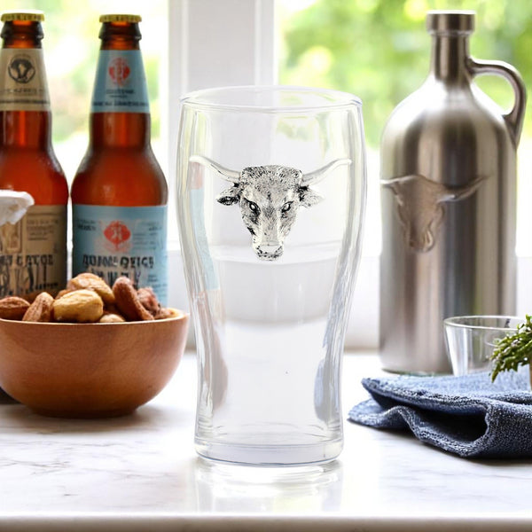 Arthur Court Longhorn Beer Pint Glasses - Set Of 4