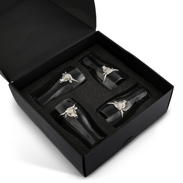 Arthur Court Longhorn Beer Pint Glasses - Set Of 4