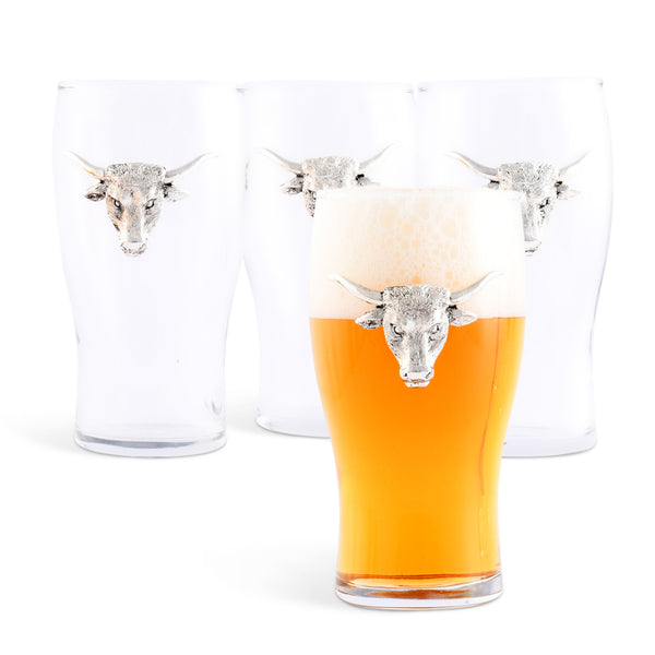 arthur court Longhorn Beer Pint Glasses - Set of 4