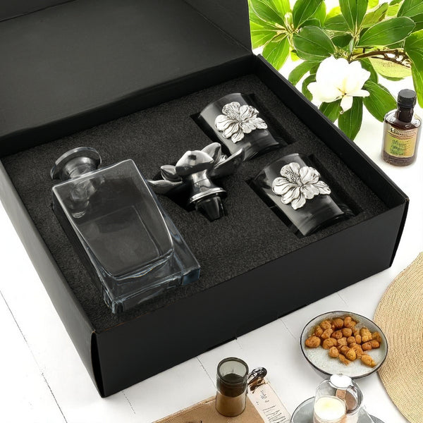 Arthur Court Magnolia Decanter Set With Glasses