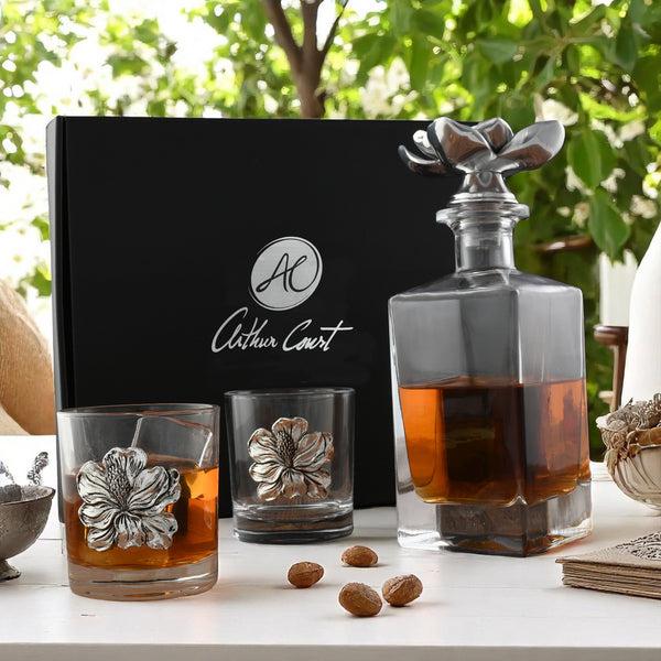 Arthur Court Magnolia Decanter Set With Glasses