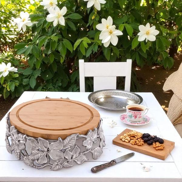 Arthur Court Magnolia Wood Cheese Pedestal