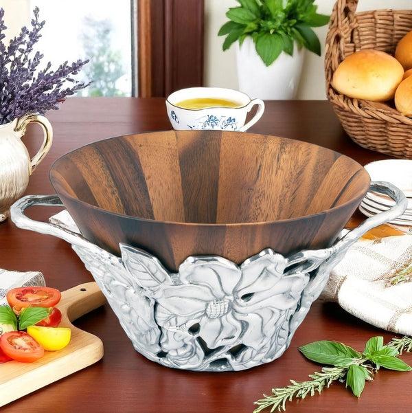 Arthur Court Magnolia Wood Tall Salad Bowl