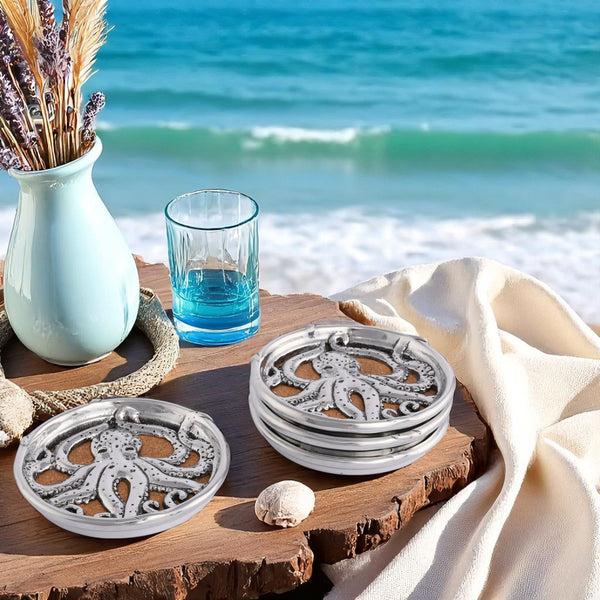 Arthur Court Octopus Drink Coaster Set Of 4