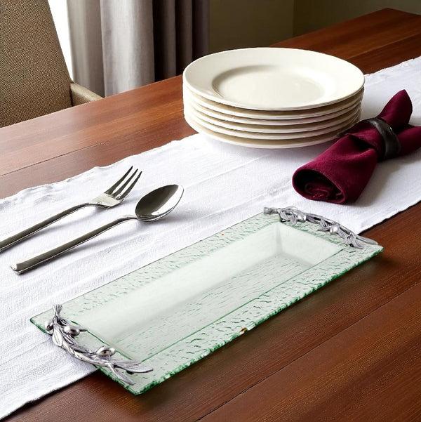 Arthur Court Olive Oblong Glass Serving Tray