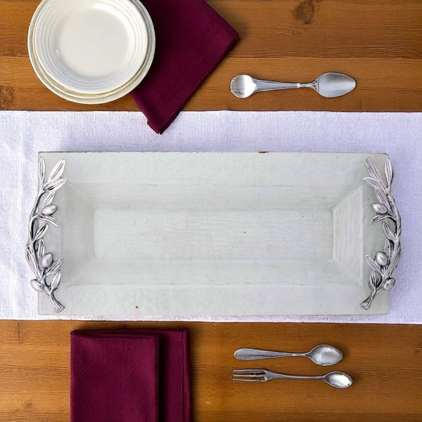 Arthur Court Olive Oblong Glass Serving Tray