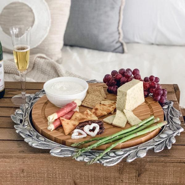 Arthur Court Olive Wood Cheese Set