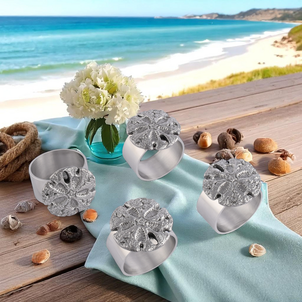 Arthur Court Sand Dollar Napkin Rings - Set Of 4