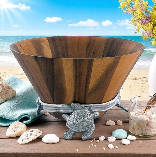 Arthur Court Sea Turtle Wood Salad Bowl
