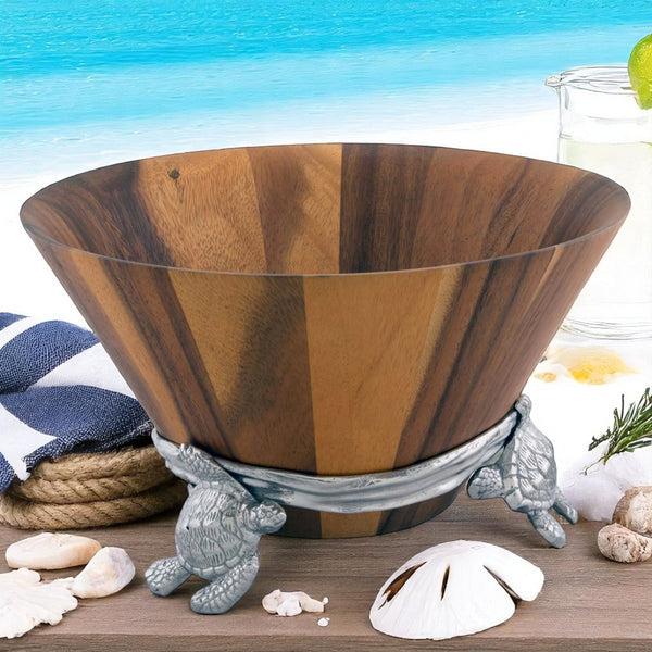 Arthur Court Sea Turtle Wood Salad Bowl