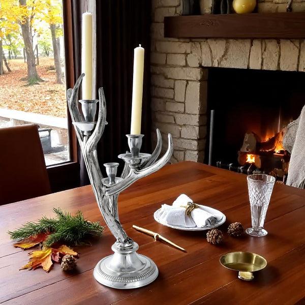 Arthur Court Three-Light Metal Antler Candlestick