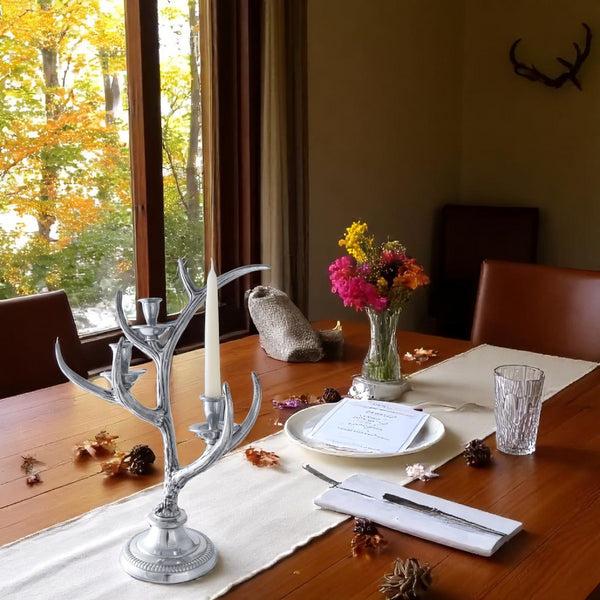 Arthur Court Three-Light Metal Antler Candlestick