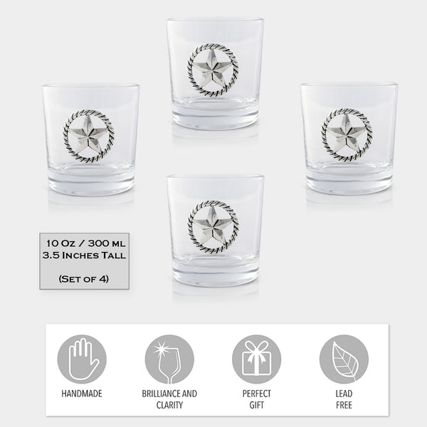 Arthur Court Western Star Bar Glasses Set Of 4