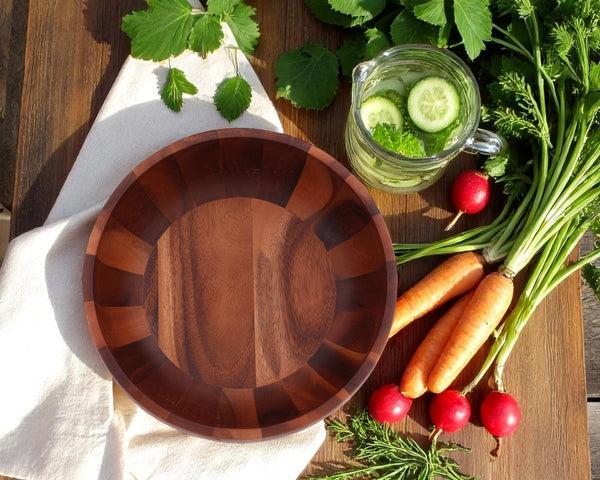 Arthur Court Bee Hive Style Wooden Acacia Salad Bowl Large