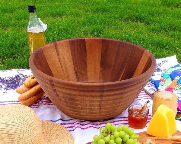 Arthur Court Bee Hive Style Wooden Acacia Salad Bowl Large