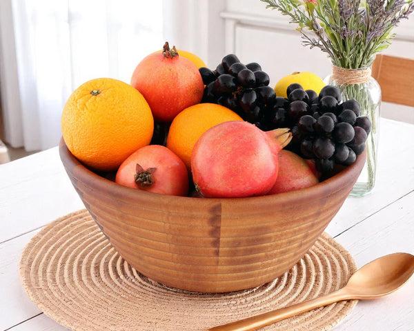Arthur Court Bee Hive Style Wooden Acacia Salad Bowl Large