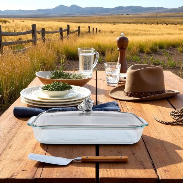 Arthur Court Bull / Steer Lid With Pyrex 3 Quart Baking Dish