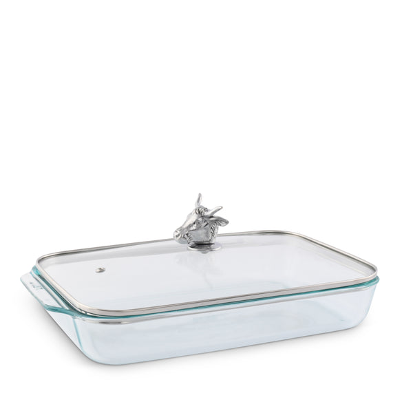 arthur court Bull / Steer Lid with Pyrex 3 quart Baking Dish