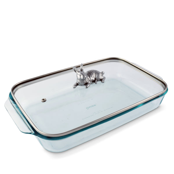 arthur court Bunny Lid with Pyrex 3 quart Baking Dish
