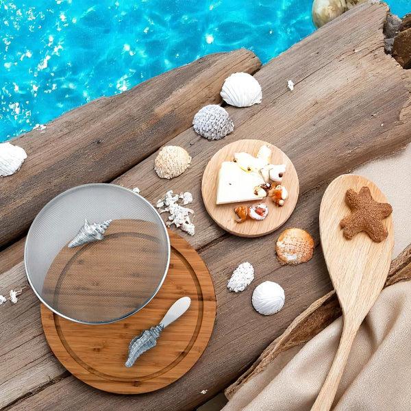 Arthur Court Conch Shell 3 Piece Picnic Cheese Board / Spreader