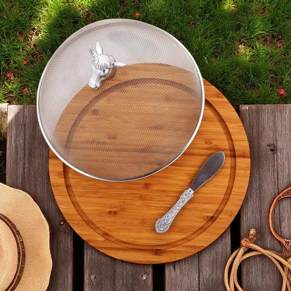 Arthur Court Cow Head 3 Piece Picnic Cheese Board / Spreader