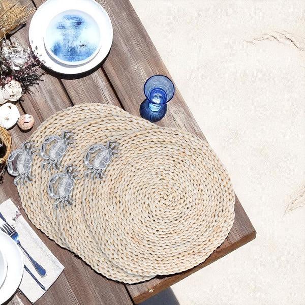 Arthur Court Crab Twisted Seagrass Placemats - Set Of 4
