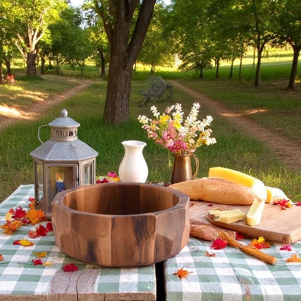 Arthur Court Diamond Pattern Single Acacia Wood Salad Bowl