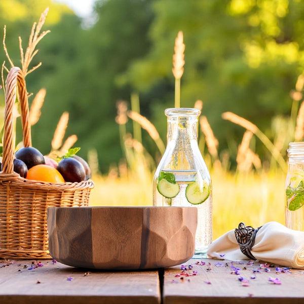 Arthur Court Diamond Pattern Single Acacia Wood Salad Bowl
