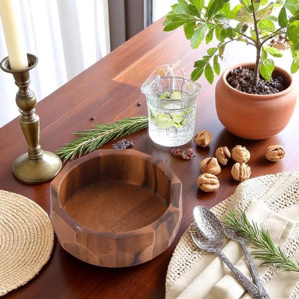 Arthur Court Diamond Pattern Single Acacia Wood Salad Bowl