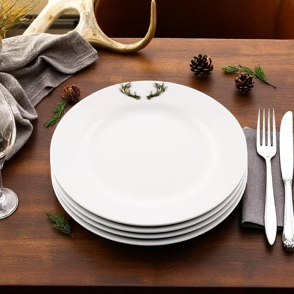 Arthur Court Elk / Deer Antlers Melamine Lunch Plates - Set Of 4