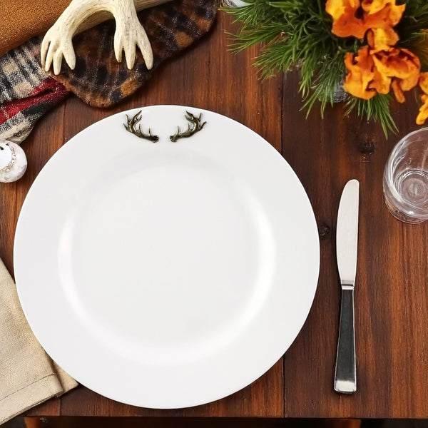 Arthur Court Elk / Deer Antlers Melamine Lunch Plates - Set Of 4