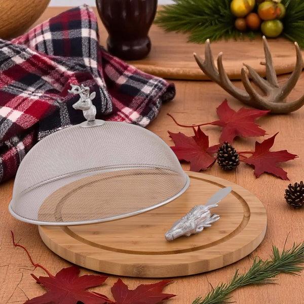 Arthur Court Elk Head 3 Piece Picnic Cheese Board / Spreader