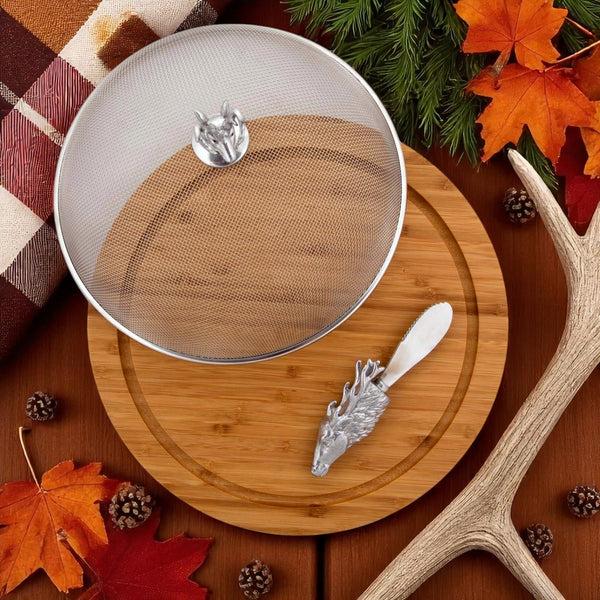 Arthur Court Elk Head 3 Piece Picnic Cheese Board / Spreader