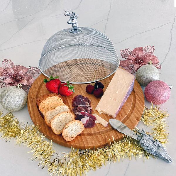 Arthur Court Elk Head 3 Piece Picnic Cheese Board / Spreader