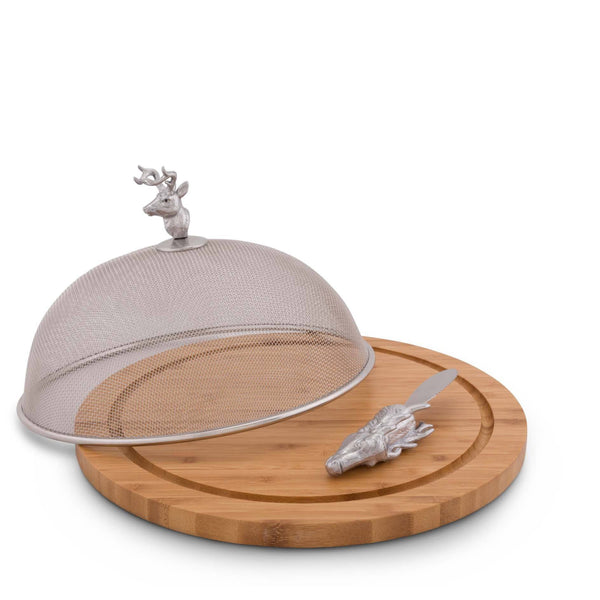 arthur court Elk Head 3 Piece Picnic Cheese Board / Spreader