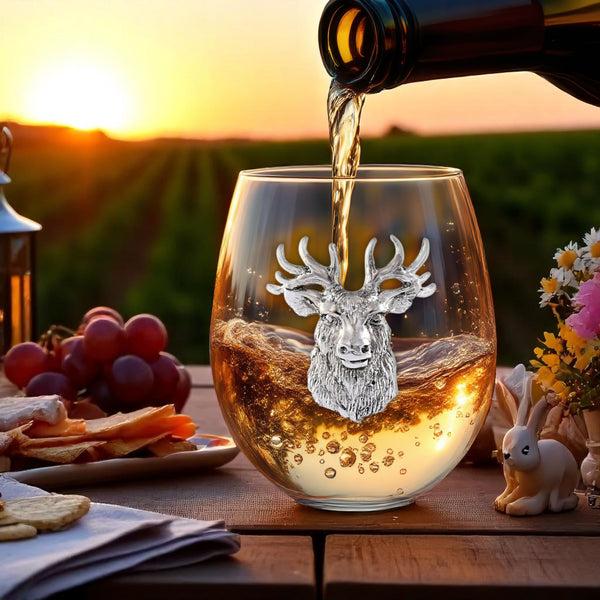 Arthur Court Elk Head Stemless Wine Glasses - Set Of 4