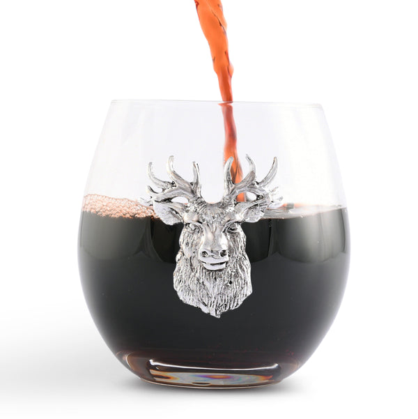 Arthur Court Elk Head Stemless Wine Glasses - Set Of 4