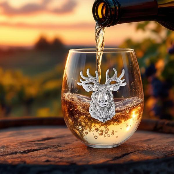 Arthur Court Elk Head Stemless Wine Glasses - Set Of 4