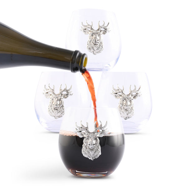arthur court Elk Head Stemless Wine Glasses - Set of 4