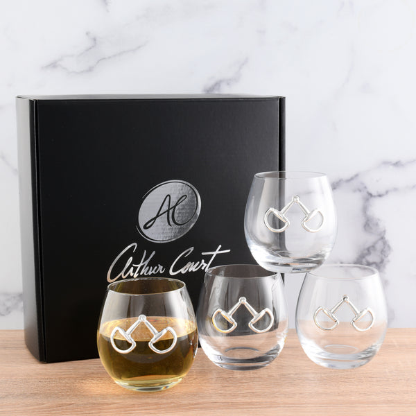 Arthur Court Equestrian Bit Stemless Wine Glasses - Set Of 4