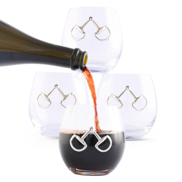 arthur court Equestrian Bit Stemless Wine Glasses - Set of 4