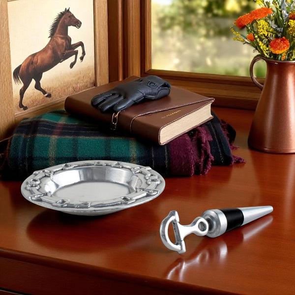 Arthur Court Equestrian Wine Coaster And Stopper Set