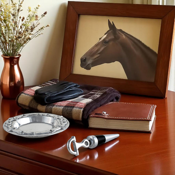 Arthur Court Equestrian Wine Coaster And Stopper Set