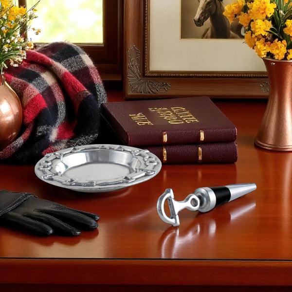Arthur Court Equestrian Wine Coaster And Stopper Set