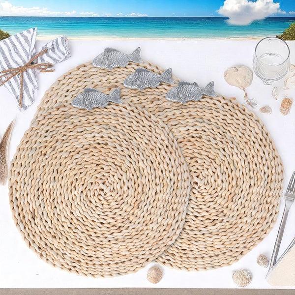 Arthur Court Fish Twisted Seagrass Placemats - Set Of 4