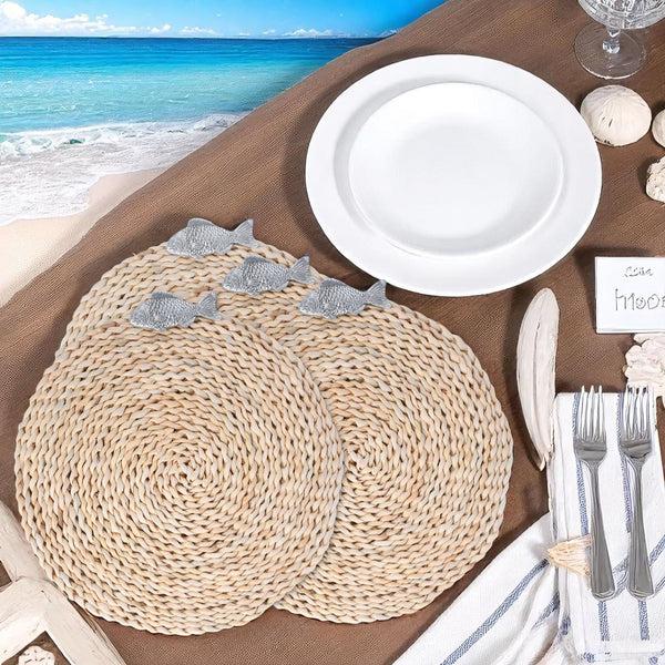 Arthur Court Fish Twisted Seagrass Placemats - Set Of 4