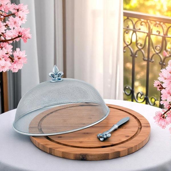 Arthur Court Fleur De Lis 3 Piece Picnic Cheese Board /Spreader