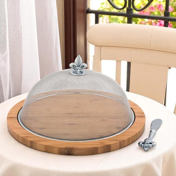 Arthur Court Fleur De Lis 3 Piece Picnic Cheese Board /Spreader