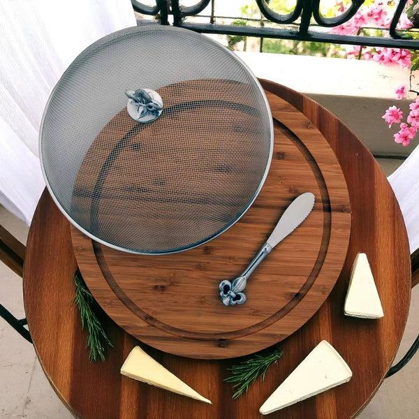 Arthur Court Fleur De Lis 3 Piece Picnic Cheese Board /Spreader