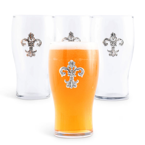 arthur court Fleur de Lis Beer Pint Glasses - Set of 4